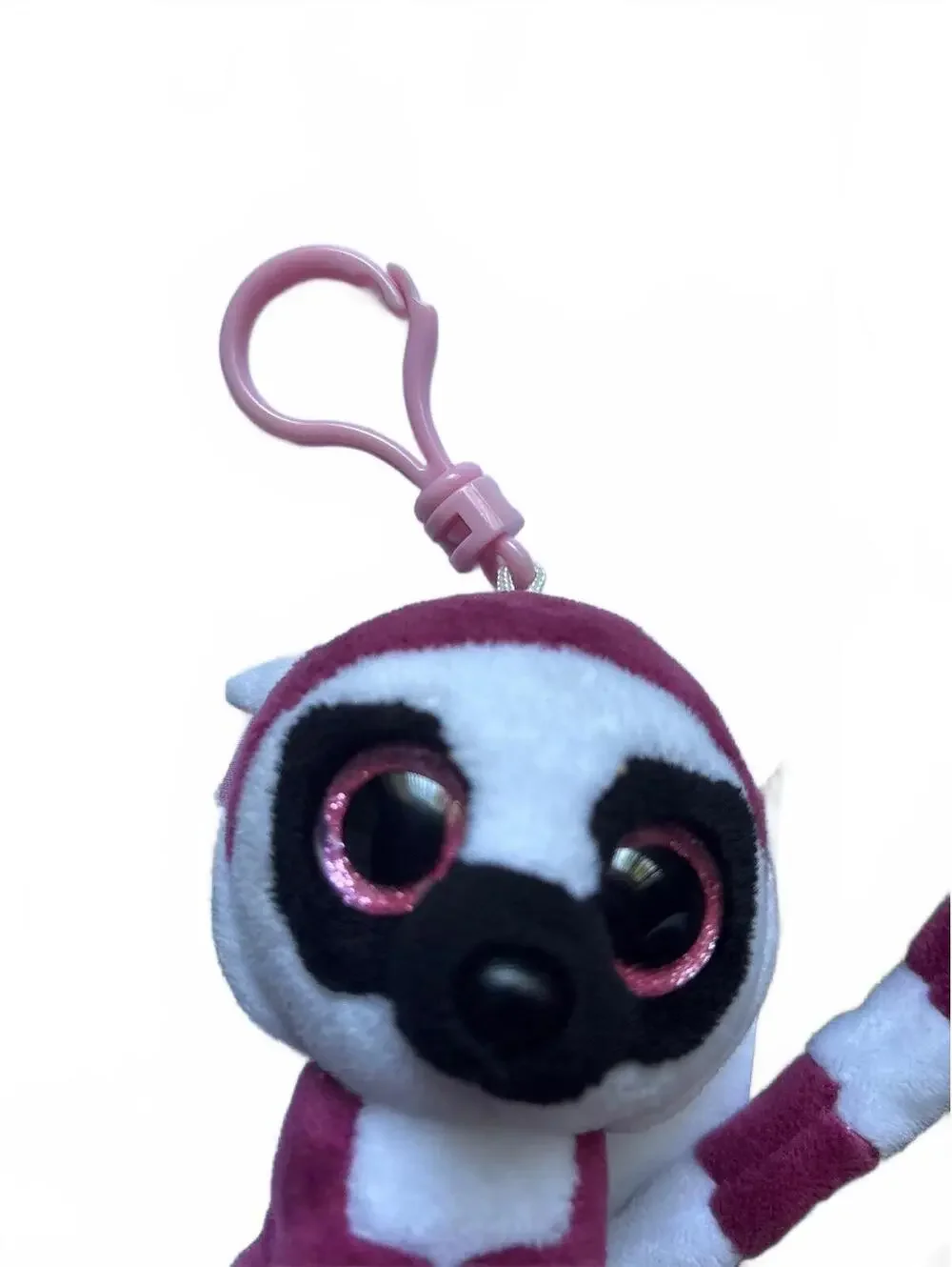 Ty LeeAnn Ring-Tailed Lemur Beanie Boo Keychain 4” Large Eyes Mini Plush